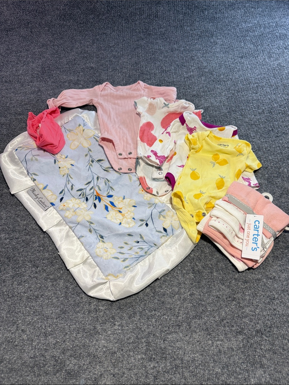 Carter's Yellow Lemon & Pink Floral Baby Bodysuit Bundle